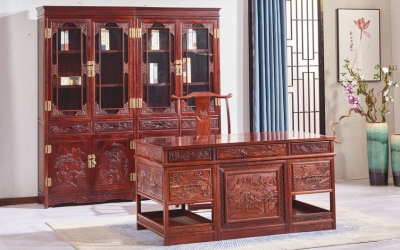 山水書(shū)桌+書(shū)柜